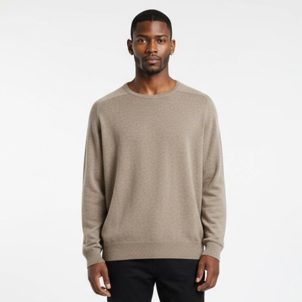 Lands End 2ply cashmere men’s crewneck sweater in Oatmeal Heather